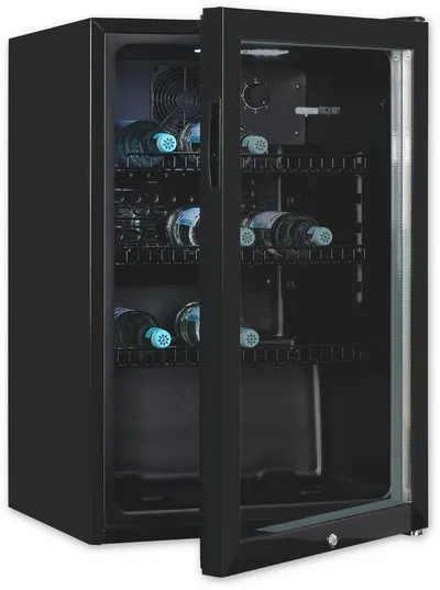 exquisit Getränkekühlschrank GKS120-GT-160C schwarz, 84 cm hoch, 54 cm breit, klein,kompakt,dekorativ, überall platzierbar für immer kühle Getränke