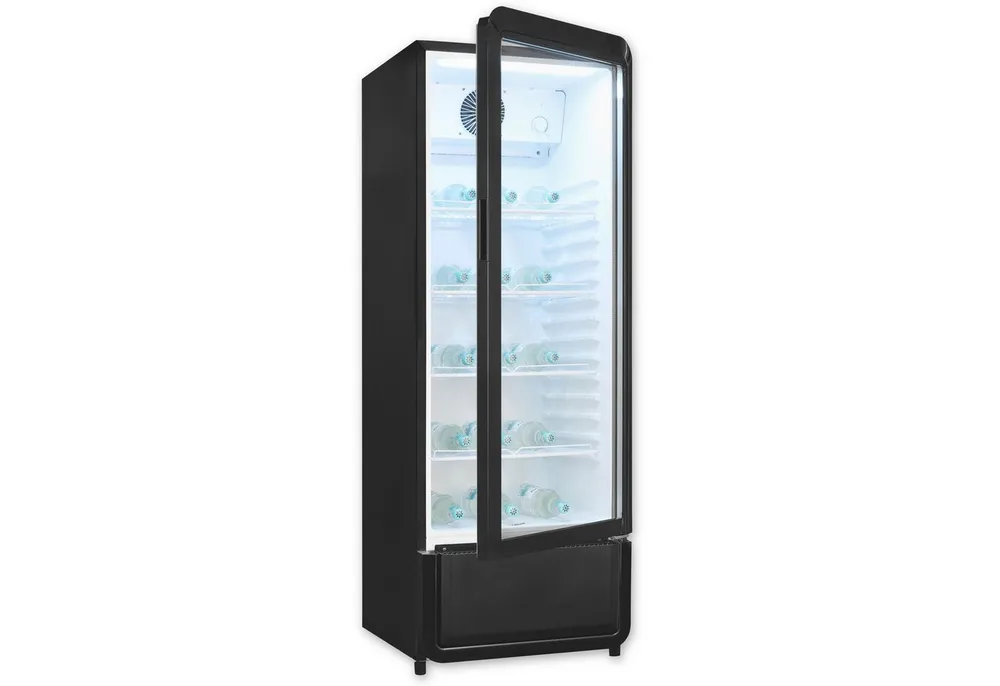 exquisit Getränkekühlschrank GKS220-GT-431D schwarz GKS220-GT-431D schwarz, 152,5 cm hoch, 54 cm breit, PAlles auf einen Blick dank Isolierglastür und übersichtliche Lagerung