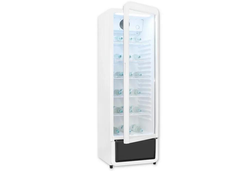 exquisit Getränkekühlschrank GKS260-GT-431D weiss, 172,5 cm hoch, 54 cm breit, Alles auf einen Blick dank Isolierglastür und übersichtliche Lagerung