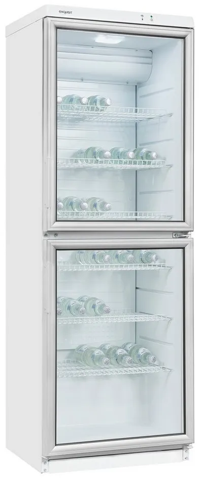 exquisit Getränkekühlschrank GKS350-2-GT-280D weiss, 173 cm hoch, 60 cm breit, 2 Türen für das Entnehmen der Getränke, effizient wenig Kühlverlust