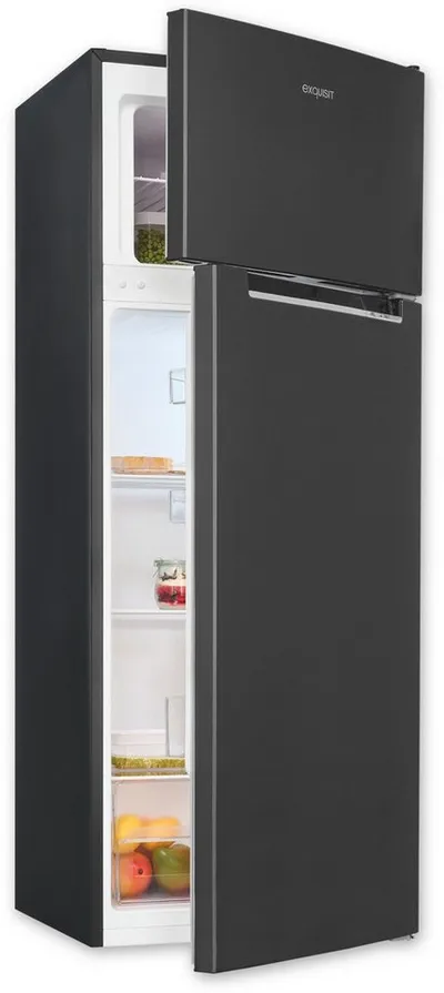 exquisit Kühl-/Gefrierkombination KGC270-45-040D inoxlook-az, 142,6 cm hoch, 54,5 cm breit, 206 l, leise & sparsam, 4*-Gefrierfach mit flexiblem Stauraum & LED