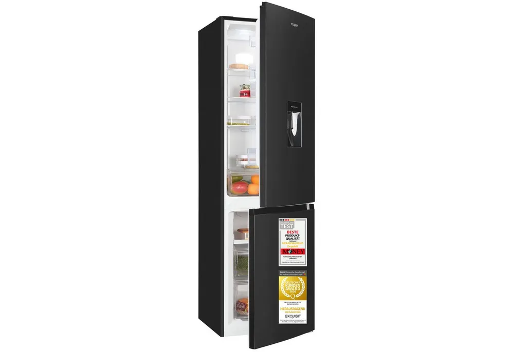 exquisit Kühl-/Gefrierkombination KGC5265-70-NF-WS-040C, 180,5 cm hoch, 54 cm breit, 251 l Nutzinhalt, LED Beleuchtung, Energieklasse C, 39 dB