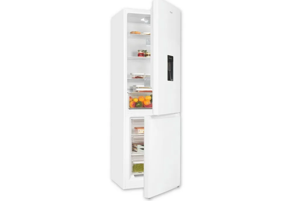 exquisit Kühl-/Gefrierkombination KGC5320-95-E-WS-040C, 185.8 cm hoch, 60 cm breit, Kühlschrank mit Wasserspender, 4-Sterne-Gefrieren, Alarm-Funktion