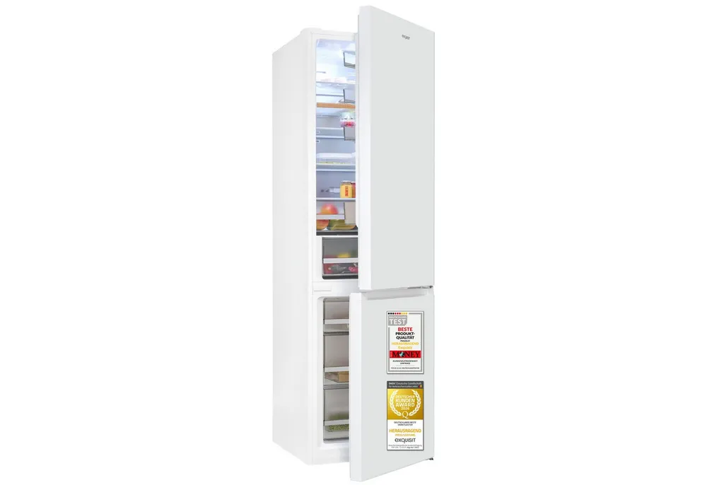 exquisit Kühl-/Gefrierkombination KGC5380-115-NF-040A, 200.5 cm hoch, 59,5 cm breit, 378 l Nutzinhalt gesamt, 4 Sternefach, Energieklasse A