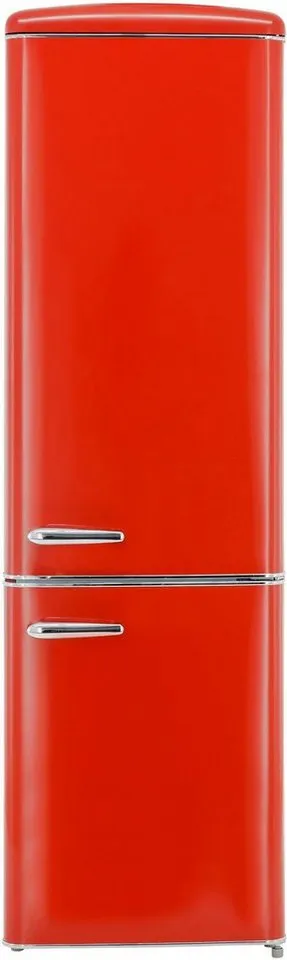 exquisit Kühl-/Gefrierkombination RKGC250-70-H-160E rot, 181 cm hoch, 55 cm breit, 244 L Volumen, 4 Sterne Gefrieren