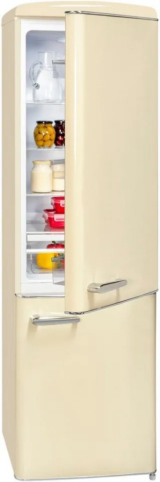 exquisit Kühl-/Gefrierkombination RKGC250-70-H-160E magnolienweiss, 181 cm hoch, 55 cm breit, 244 L Volumen, 4 Sterne Gefrieren