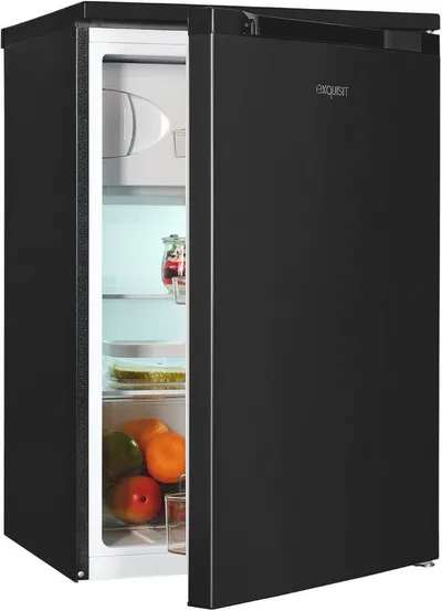exquisit Kühlschrank KS15-4-051C inoxlook-az, 84,5 cm hoch, 54,9 cm breit, Flexibel & geräumig: 107 L Mini-Kühlschrank mit 4-Sterne Gefrierfach