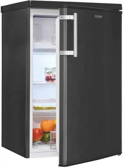 exquisit Kühlschrank KS16-4-HE-040E inoxlook-az, 85 cm hoch, 56 cm breit, Kompakt & flexibel – ideal für Küche, Büro & Ferienwohnung