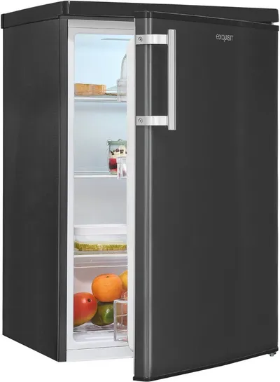 exquisit Kühlschrank KS16-V-H-040E inoxlook-az, 85,5 cm hoch, 55 cm breit, Kompakt & flexibel – ideal für Küche, Büro & Ferienwohnung
