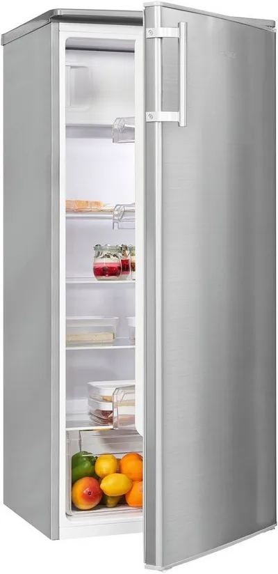 exquisit Kühlschrank KS185-4-HE-040E inoxlook, 123,2 cm hoch, 55 cm breit, Perfekte Kühlung für jede Küche: 190 L, schnell & flexibel einsetzbar