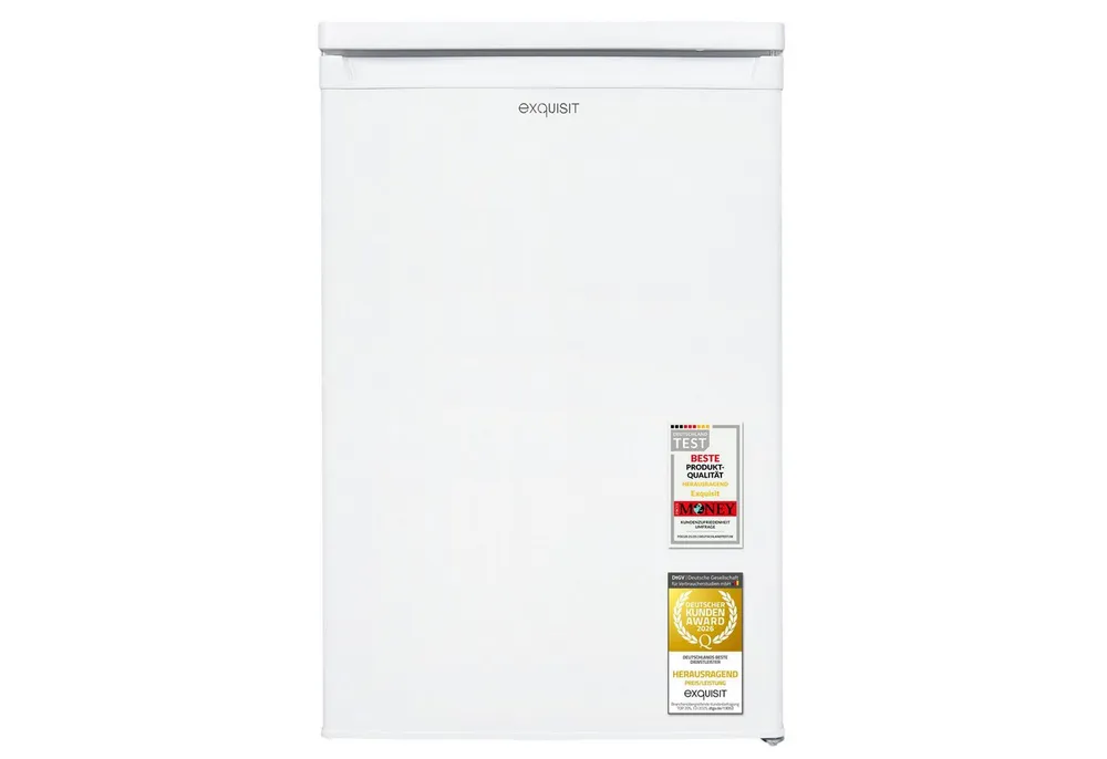 exquisit Kühlschrank KS516-4-E-040E, 85 cm hoch, 56 cm breit, 109 l Nutzinhalt, LED Beleuchtung, 40 dB Geräusch, Geräuschklasse C