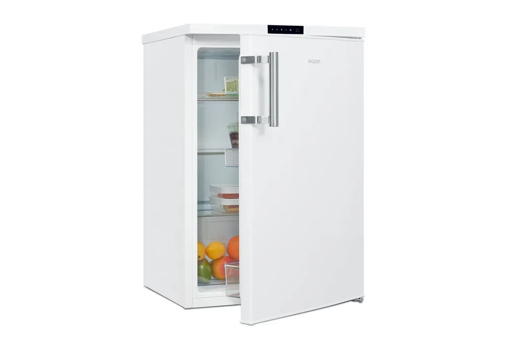exquisit Kühlschrank KS516-V-HE-011D, 85 cm hoch, 56 cm breit, Schnellkühlenfunktion, Alarmfunktion, LED-Beleuchtung