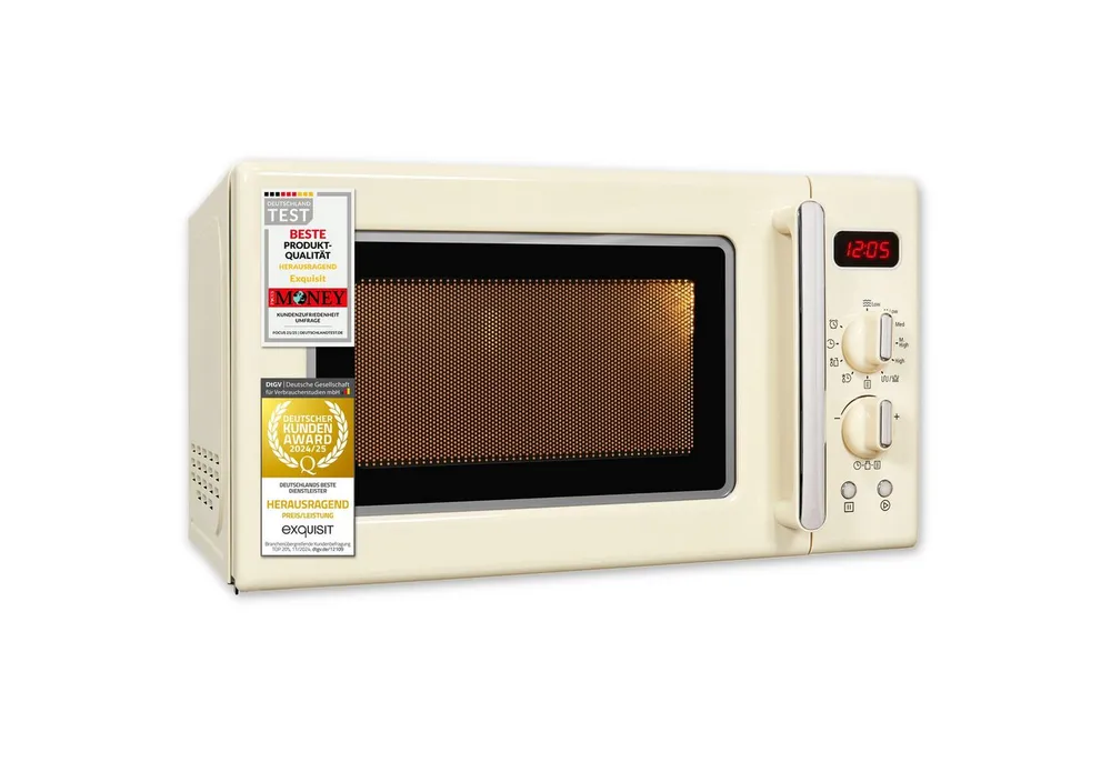 exquisit Mikrowelle, Grill, Mikrowelle, 20,00 l, attraktives Retro-Design mit praktischer Grillfunktion und Display
