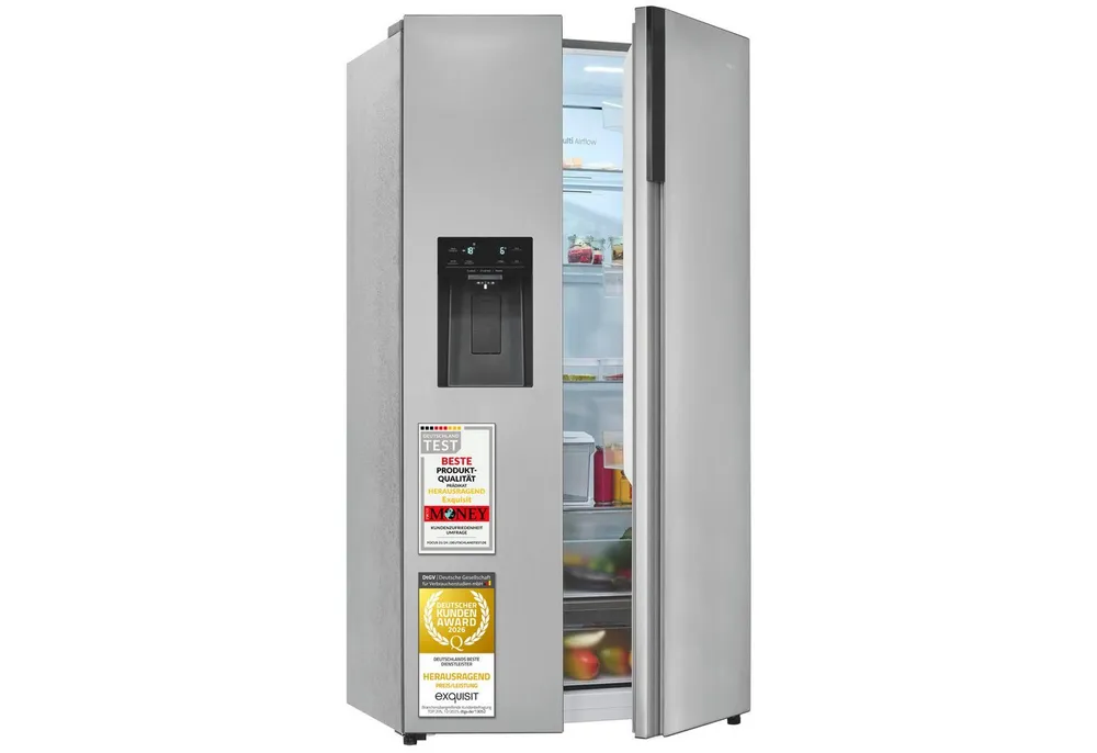 exquisit Side-by-Side SBS5530-CT-010C, 178,8 cm hoch, 91,1 cm breit, 528 l Nutzinhalt gesamt, 4 Sternefach, Energieklasse C, 37 dB