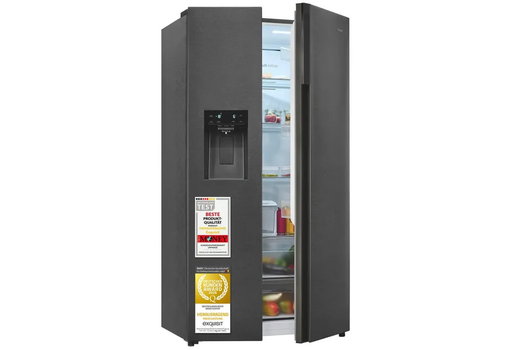 exquisit Side-by-Side SBS5530-CT-010C, 178,8 cm hoch, 91,1 cm breit, 528 l Nutzinhalt gesamt, 4 Sternefach, Energieklasse C, 37 dB