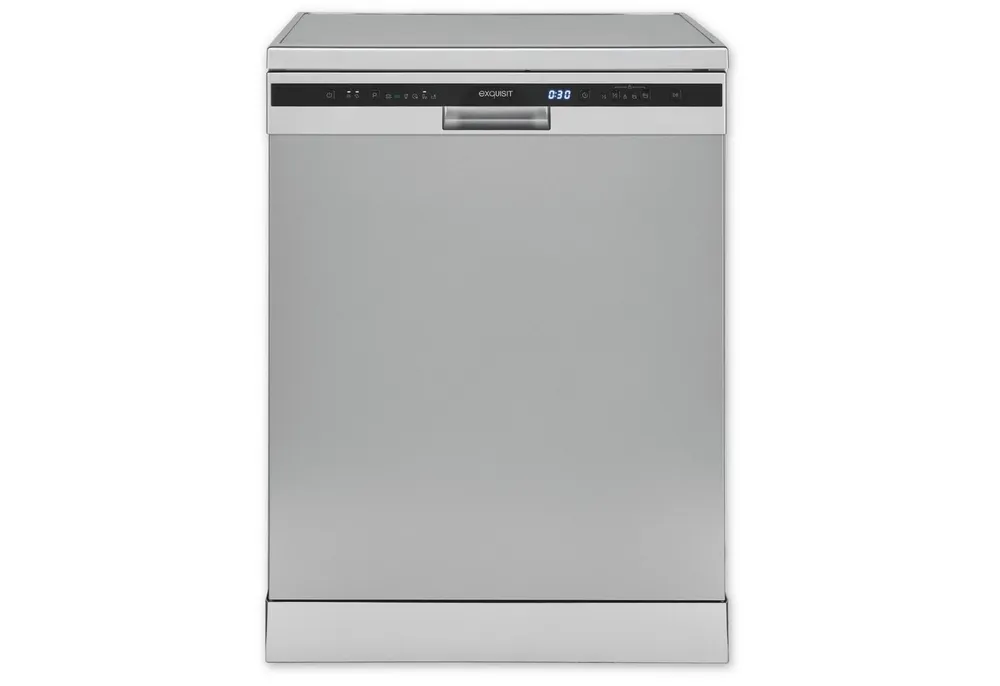 exquisit Standgeschirrspüler 6314 GSP6314-030C silber, 10,2 l, 14 Maßgedecke, Effizient, leise, 14 Maßgedecke – smartes Spülen mit LED-Komfort