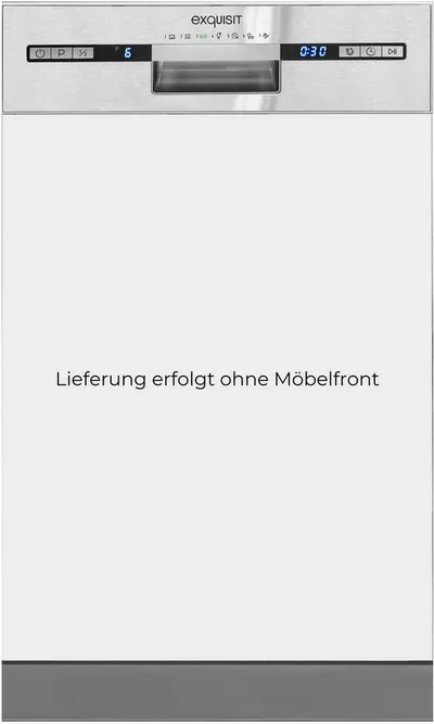 exquisit teilintegrierbarer Geschirrspüler EGSP2109-EB-030E, 9 Maßgedecke, Kompakt und ideal für kleine, schmale Nischen, kleine(Single)Haushalte