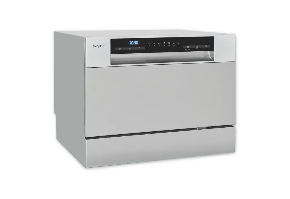 exquisit Tischgeschirrspüler GSP5206-030D, 6.5 l, 6 Maßgedecke, 6 Maßgedecke, 6,5 Liter, Auto-Door-Open, Startzeitvorwahl, LED-Display