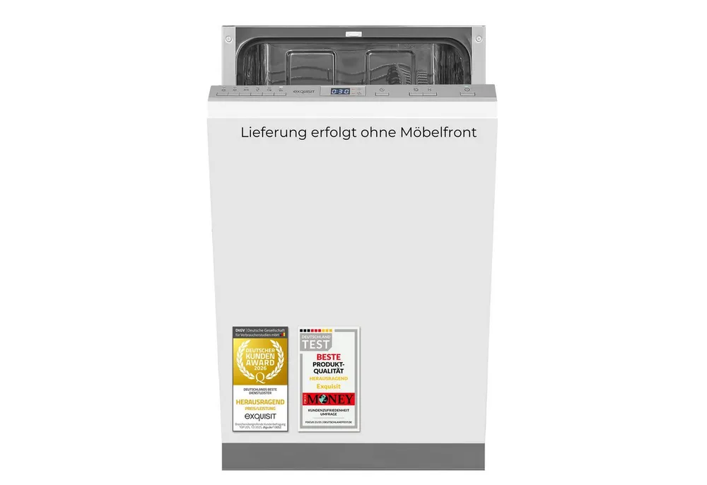 exquisit vollintegrierbarer Geschirrspüler EGSP52109-E-030E, 9,0 l, 9 Maßgedecke, LED-Display, Mehrfach-Wasserschutz, Restlaufzeitanzeige