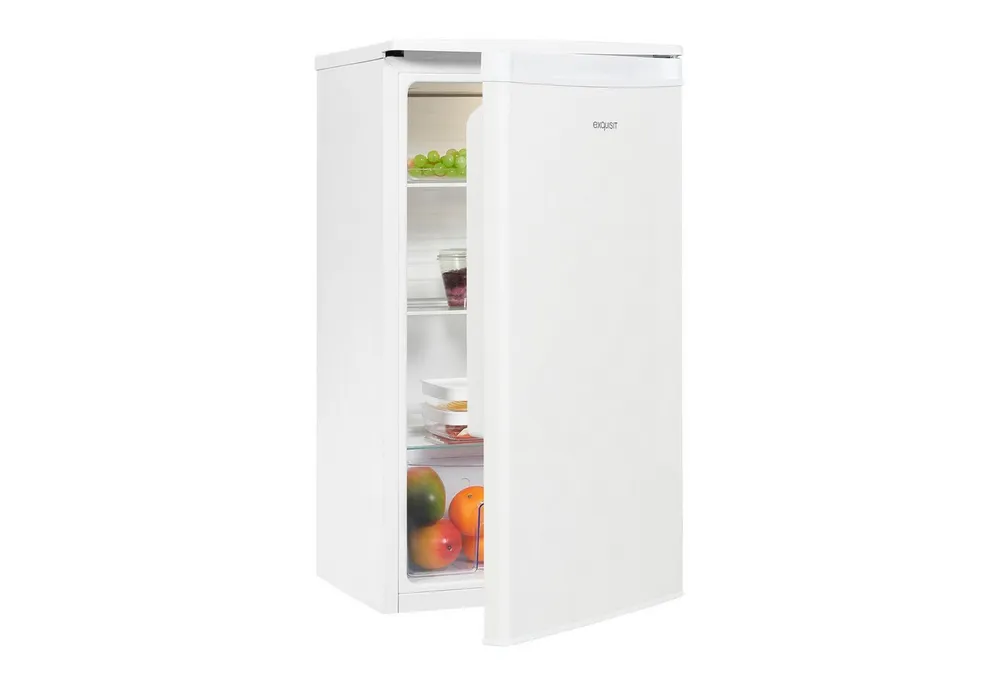 exquisit Vollraumkühlschrank KS85-V-091E weiss, 84.3 cm hoch, 45 cm breit, 75 Nutzinhalt, Temperaturregelung stufenlos, verstellbare Glasablagen