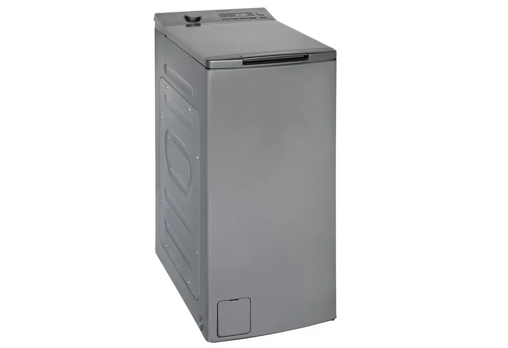 exquisit Waschmaschine LTO1207-030A silber-dunkel, 7,5 kg, 1200 U/min, Rückenschonend: bequem von oben zu beladen mit softer Türöffnung