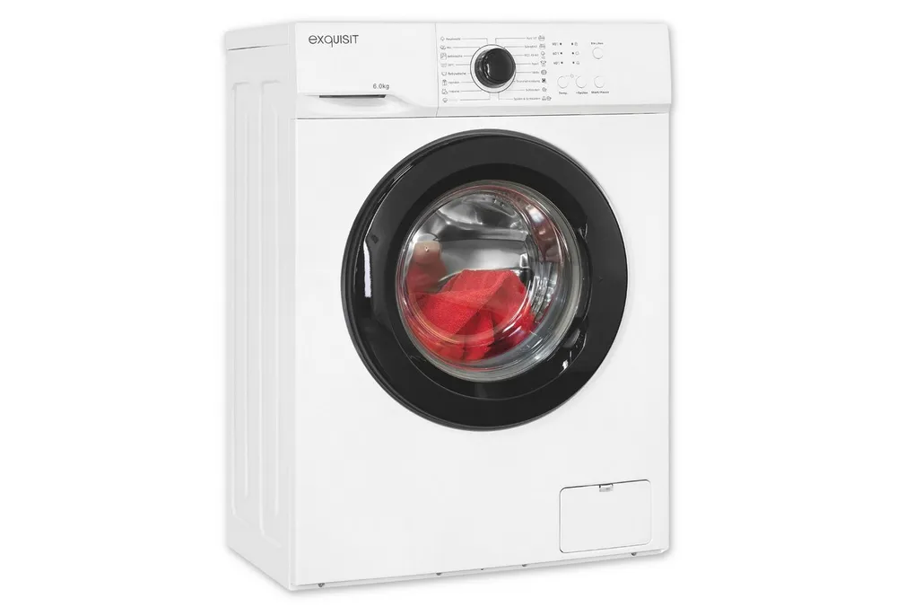 exquisit Waschmaschine WA6110-021A weiss, 6 kg, 16 Programme, Restlaufzeitanzeige, Kindersicheruing