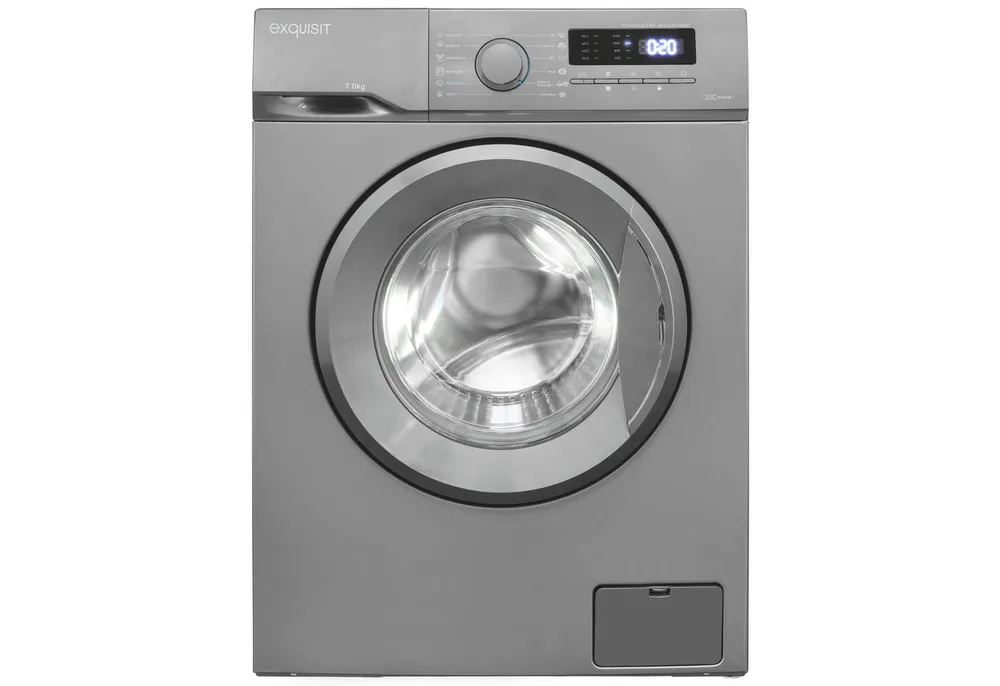 exquisit Waschmaschine WA7014-021A inoxlook-az, 7 kg, Kurzprogramm-frische Wäsche nach 15 Minuten,AquaStop-Vollwasserschutz