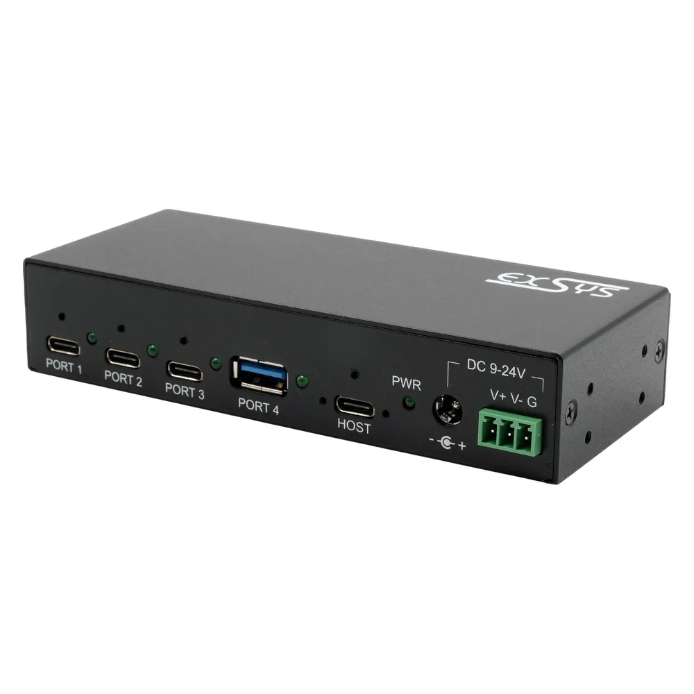 Exsys Industrial USB 3.2 Gen 2x1 Hub 4-Port (USB-C, 4 Ports)
