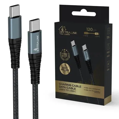 USB-C Kabel Extralink CABESL07 1,2 m Nylon Schwarz 15W 40 Gbit/s