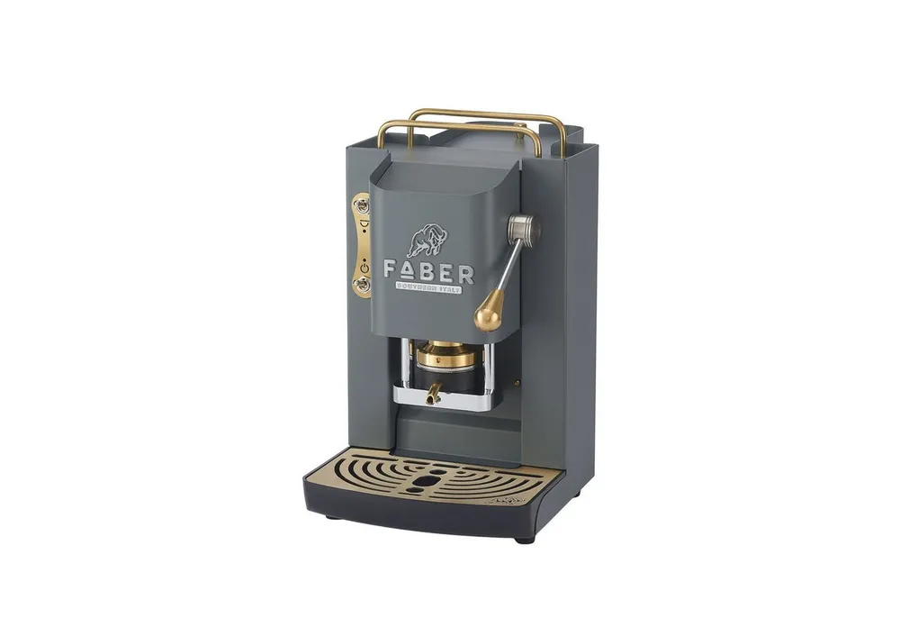 Faber Coffee Machines Kaffeepadmaschine Faber Pro Deluxe 3.0 Messing, ESE Pads, Messing-Details mit hochwertigem 3D-Logo