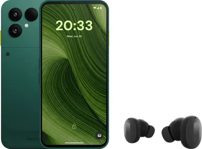 Fairphone 6 256GB Grün 5G + Fairphone Fairbuds True Wireless Earbuds Schwarz