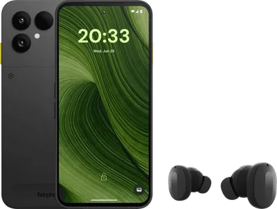 Fairphone 6 256GB Schwarz 5G + Fairphone Fairbuds True Wireless Earbuds Schwarz