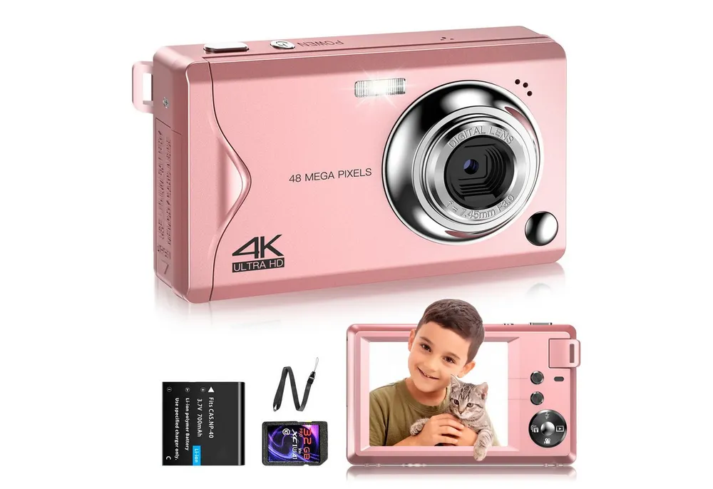 FANNOU Digitalkamera, 48MP 1080P FHD Fotokamera mit 3,0 Zoll Bildschirm Kompaktkamera (16X Digitalzoom Tragbar Kompaktkamera, mit 32GB TF-Karte)