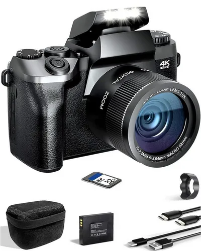 FANNOU Digitalkamera 4K 64MP Fotoapparat Superzoom-Kamera (64 MP, WLAN (Wi-Fi), 16X Digitalzoom, Manuell/Auto Fokus, Videokamera für Anfänger)