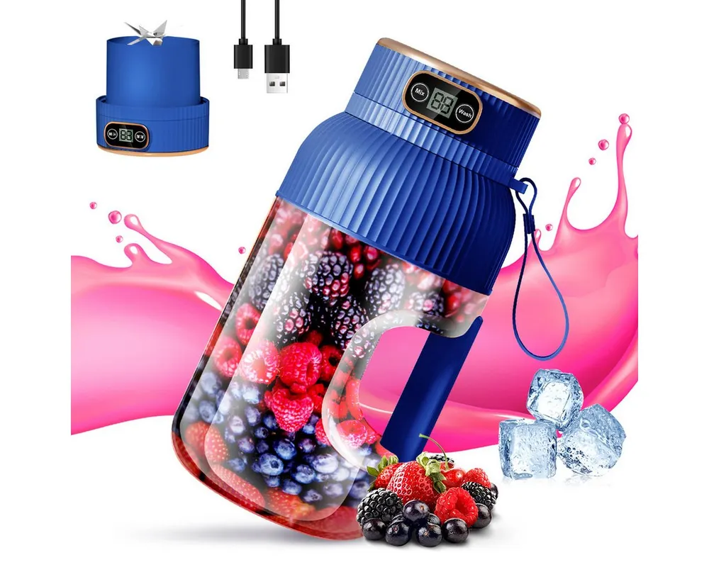 FANNOU Handmixer Tragbarer Mixer, Smoothie Maker to go, Blender, 1200ml Becher, 78 W, Leistungsstarker Mini Standmixer, Kabellos & Wiederaufladbar