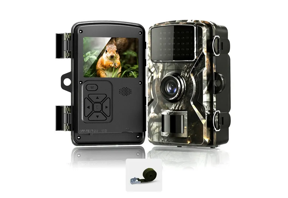FANNOU Wildkamera 16MP 1080P FHD Infrarot (AuBenbereich, mit 32G TF Kard, mit Bewegungsmelder Nachtsicht, 0,8s Trig Jagdkamera)