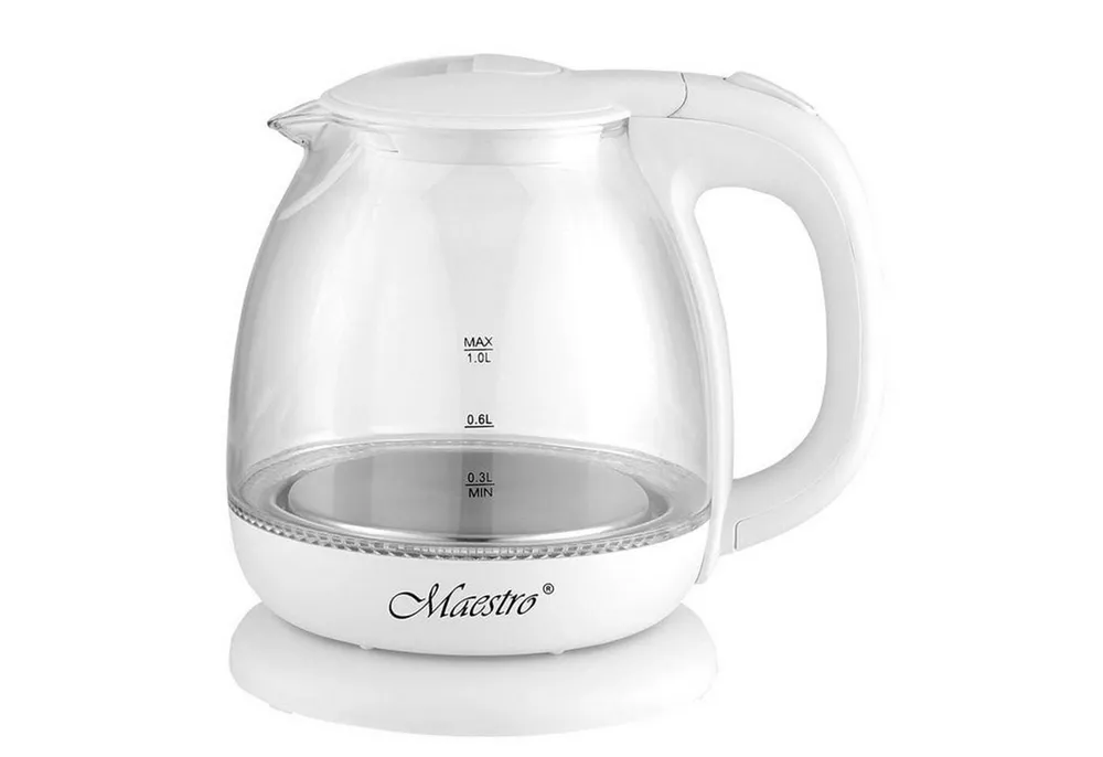 Feel Maestro Wasserkocher MR055 Glas-Wasserkocher 1L mit Innenbeleuchtung, 1 l, 1100 W, Überhitzungsschutz 1100 W