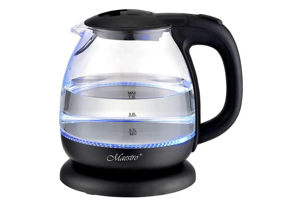 Feel Maestro Wasserkocher MR055 Glas-Wasserkocher 1L mit Innenbeleuchtung