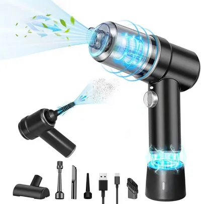 feinlux Handstaubsauger Akku-Handstaubsauger, 120 W, mit Beutel, Für Auto und Zuhause, starke Saugleistung, kabelloses Laden