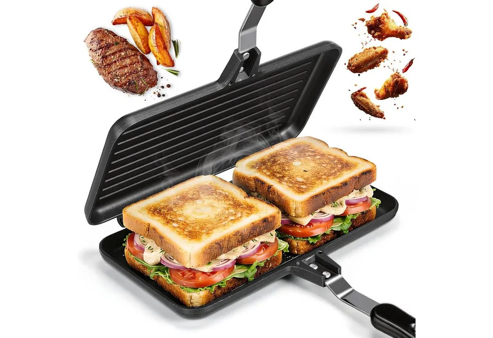 FELIXLEO 2-in-1-Sandwichmaker Breakfast Sandwich Maker Camping Toaster XL Grillpfanne antihaft Gas