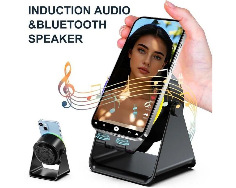 FELIXLEO 4in1 Bluetooth-Lautsprecher mit kabelloser Induktionsfunktion Lautsprecher