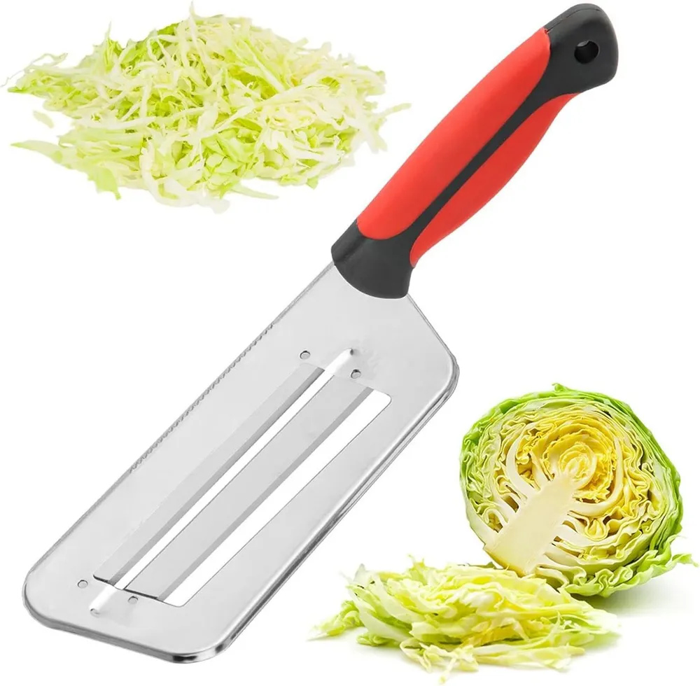 FELIXLEO Gemüseschneider 32cm Kohlschneider Krautsalat Salatschneider Edelstahl Küche Rot