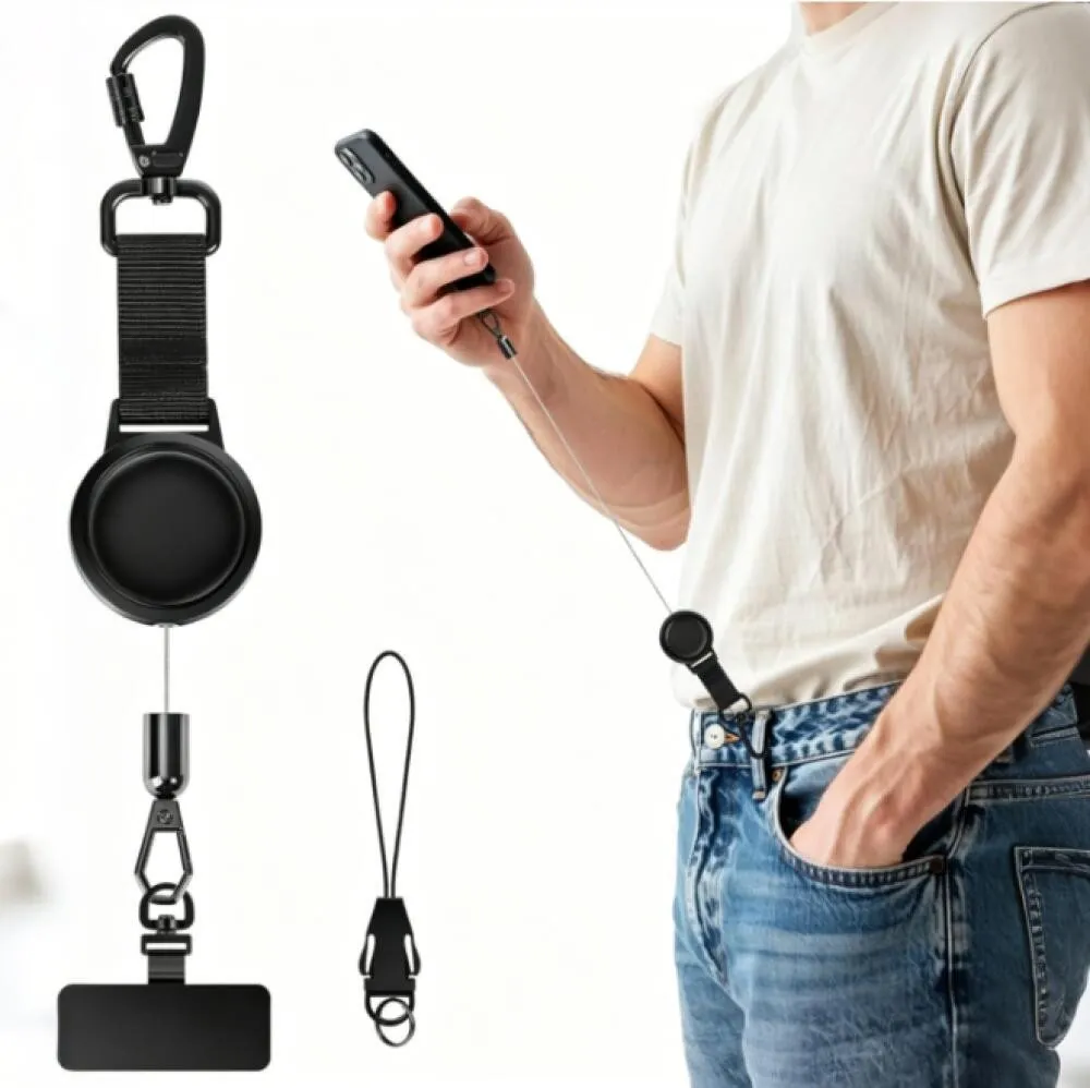 FELIXLEO Handykette Einziehbares Handyband mit Diebstahlschutz Metallhaken Outdoor