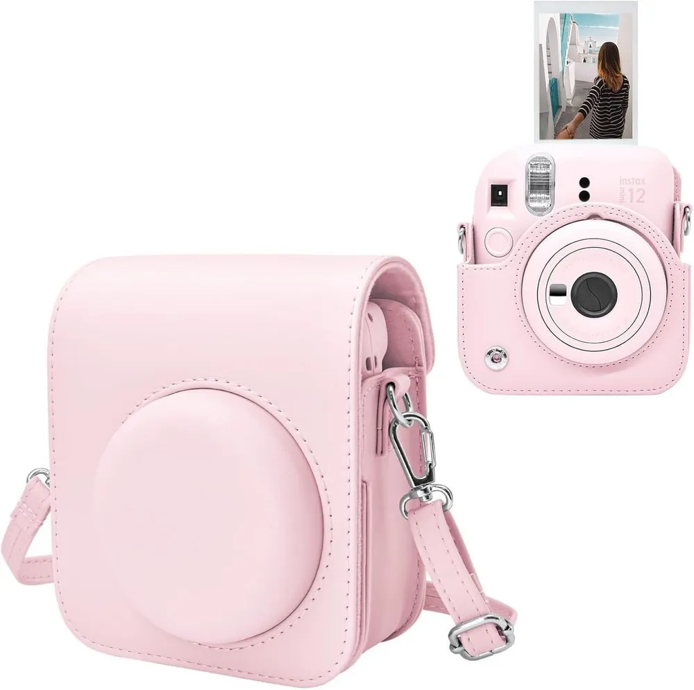 FELIXLEO Kameratasche Kameratasche für Instax Mini 12 aus PU-Leder mit Schultergurt Rosa (1-tlg)