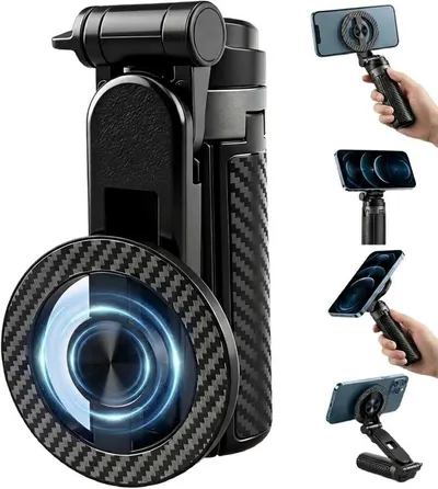 FELIXLEO Selfie-Stick Magnetisches Selfie Stativ 4-in-1 Bluetooth Fernbedienung Schwarz