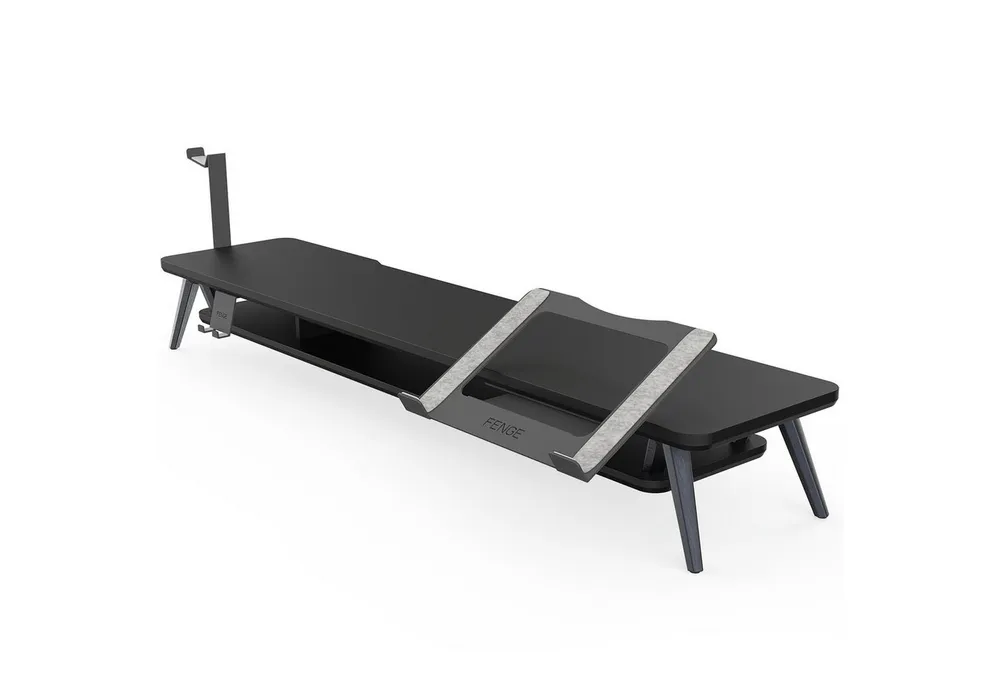 Fenge Monitorständer Tischaufsatz mit Handyhalterung, Laptop-Ständer und Kopfhörerhaken, (108 cm breit, Laptop-Ständer verstellbar, wasserabweisend, kratzfest)