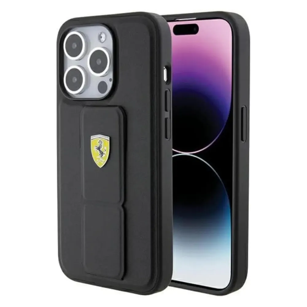 Ferrari FEHCP15XGSPSIK iPhone 15 Pro Max 6.7" czarny/black hardcase Grip Stand