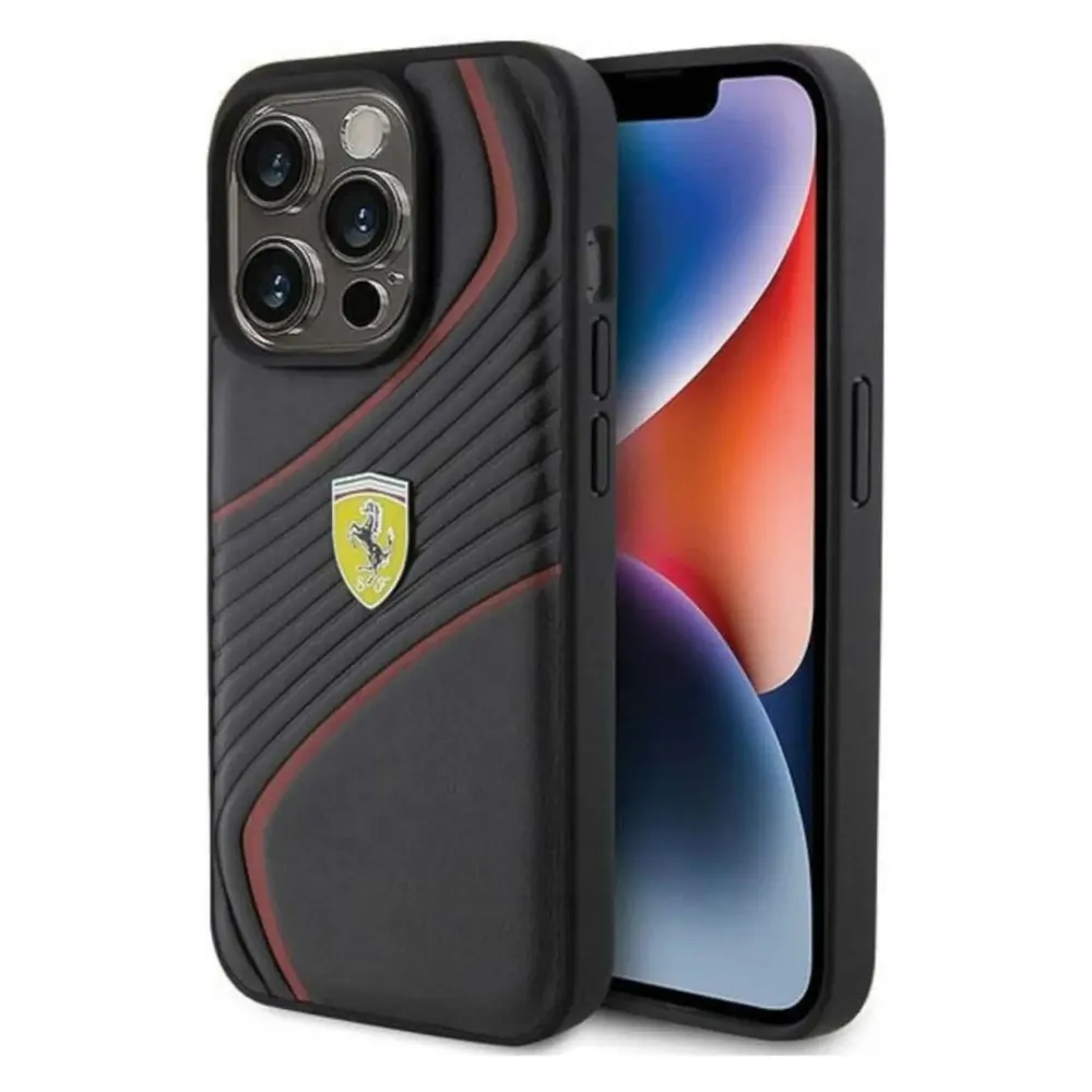 Ferrari FEHCP15LPTWK iPhone 15 Pro 6.1" czarny/black hardcase Twist Metal Logo