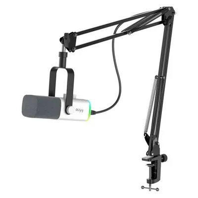 Mikrofon Fifine AM8TW USB/XLR cardioid mit Arm und weißer RGB-Beleuchtung