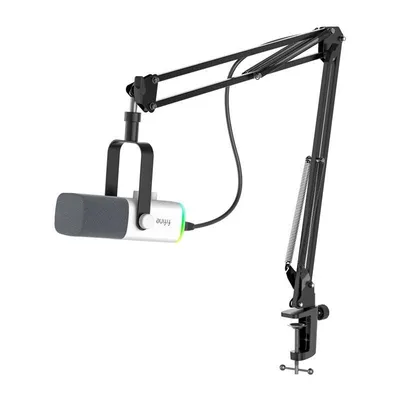 Mikrofon Fifine AM8TW USB/XLR cardioid mit Arm und weißer RGB-Beleuchtung